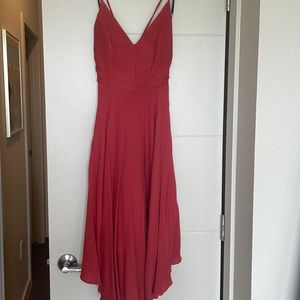 Lulu’s Rust Lace-up Midi Dress